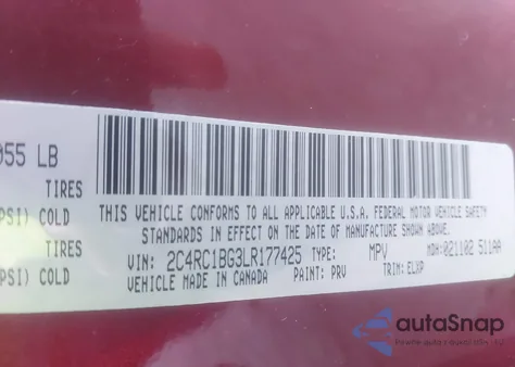 2020 Chrysler Pacifica Touring L z USA, uszkodzony, nr VIN 2C4RC1BG3LR177425